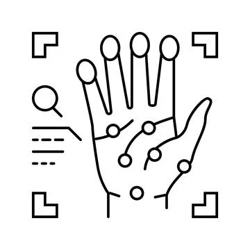 Handprint recognition line icon vector illustration Stock Illustration