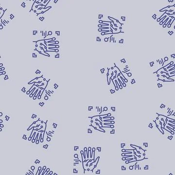 Handprint recognition line seamless pattern Illustrazione stock