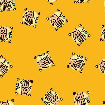 Handprint recognition vector seamless pattern Stock Illustration