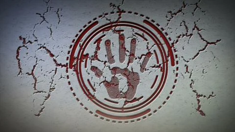 Handprint shattered on the wall Stock Illustration