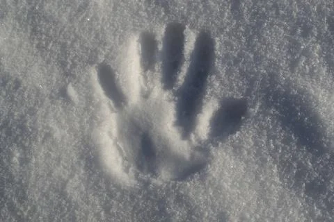 Handprint in the Snow. Stock Photos