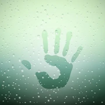 Handprint on Sweaty Window Stock Illustration