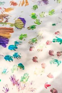 Handprints on white background Stock Photos