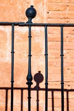 Handrail ball on railing with its shadow Stock Photos