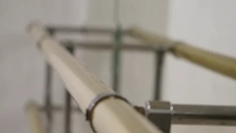 The handrail in the dance Studio. Interior of an empty dance hall Stock Footage 85031557