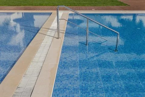 Handrails to enter the pool. Foto stock