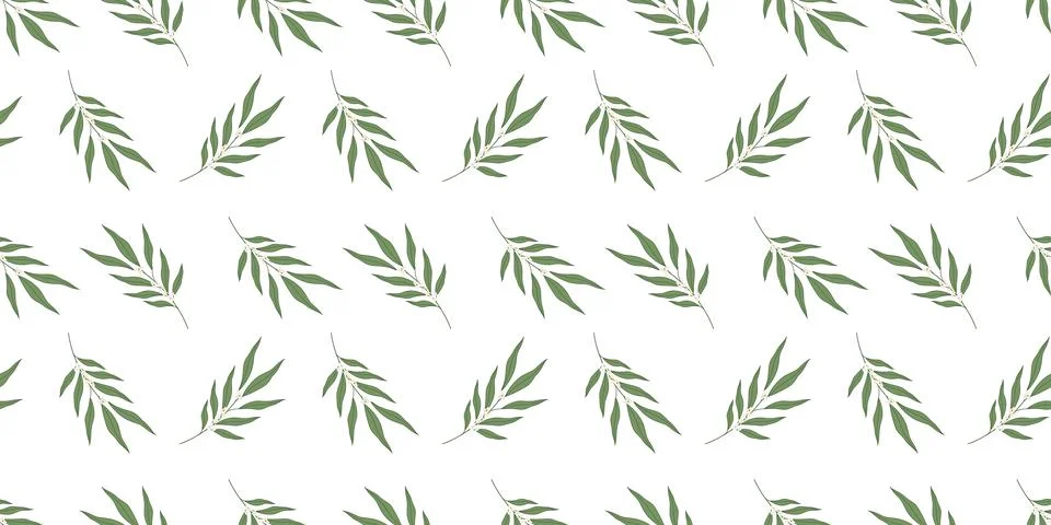 Handrawn Olive sprig Seamless pattern Minimal Flat natural Mediterranean texture Stock Illustration