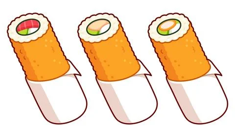 Handroll sushi drawing set Stock Illustration
