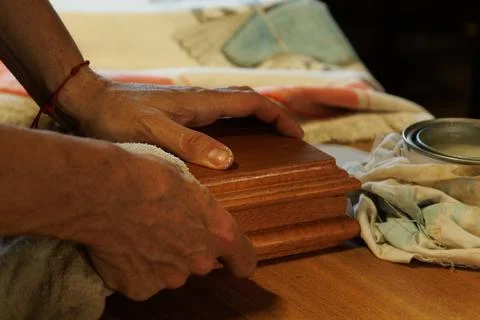 Hands Actively Engaged in the Skilled Craftsmanship with a Carefully Crafte.. Stock Photos