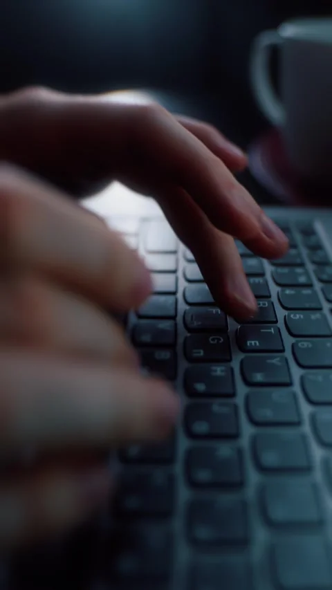 Hands actively typing on laptop keyboard Video stock 322568407
