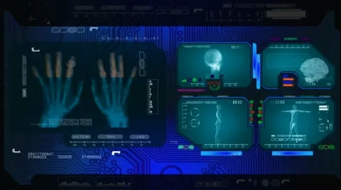 Hands - Advanced Scanning - blue 00 Stock Footage 58666490