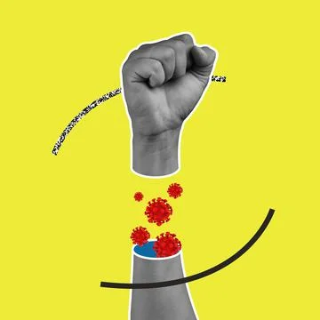 Hands aesthetic on bright background, artwork. Concept of health care, community Stock Illustration