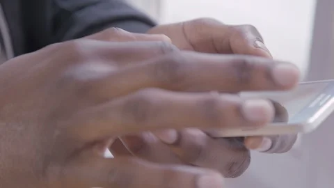 Hands of African American man using mobile application 스톡 동영상 101427108