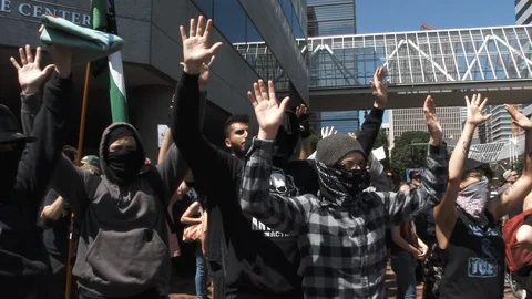 Hands Up In The Air Protest Stock Footage 93554713