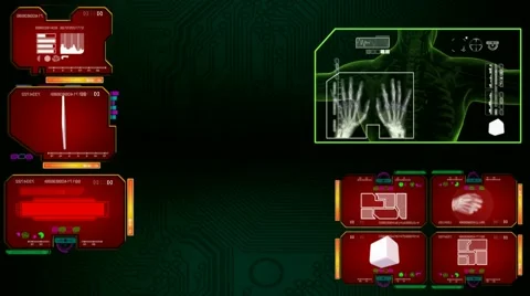 Hands - Analysis Monitor - red 01 Stock Footage 59134848