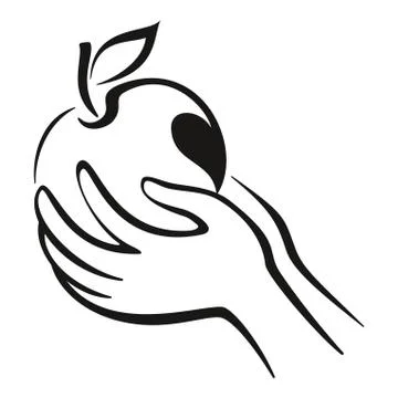 Hands and Apple Icon Stock Illustration