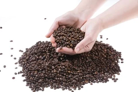 Hands and beans Stock Photos