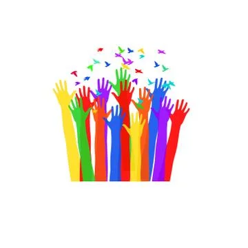 Hands and birds. Stock Illustration