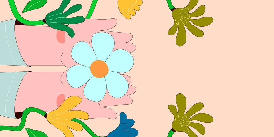 Hands and Blossoms Stock Illustration