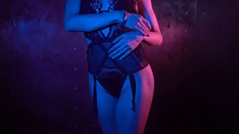 Hands and body of an unrecognizable young woman in lingerie Video stock 93753288