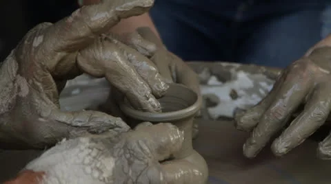 Hands and clay Stock Footage 26433037