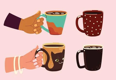 Hands and coffee cups Stock Illustration