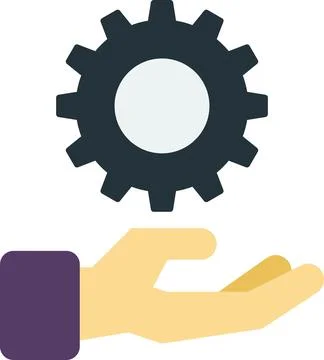 Hands and cogs illustration in minimal style Illustrazione stock