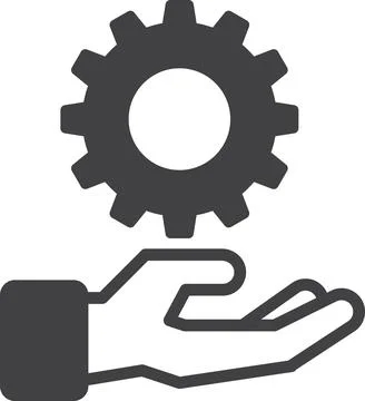Hands and cogs illustration in minimal style Illustrazione stock