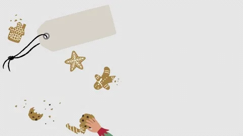 Hands and cookies with lable transparent 4k Stock Footage 166829163