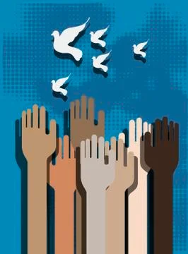 Hands and doves Stock Illustration