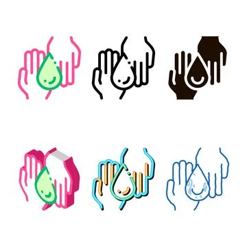 Hands and drop moisturizer vector thin line edition icon Illustrazione stock