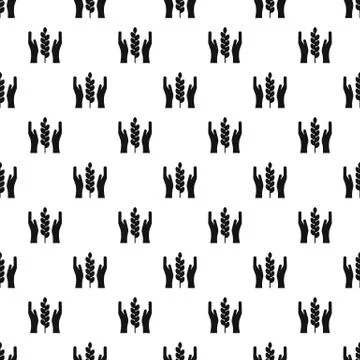 Hands and ear of wheat pattern, simple style 스톡 일러스트