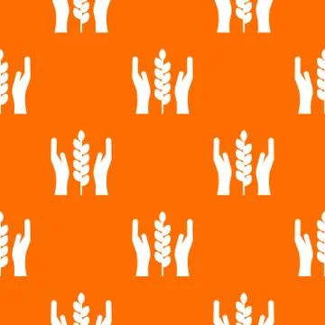 Hands and ear of wheat pattern seamless Stock Illustration