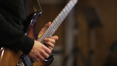 Hands and Face of an Electric Guitar Player Stock Footage 72226114