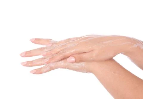 Hands and foam Stock Photos