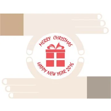 Hands and gift vector icon. Merry christmas and happy new year concept.Time g Stock Illustration