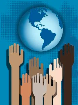 Hands and globe Stock Illustration