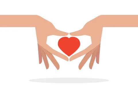 Hands and heart flat design Stock Illustration