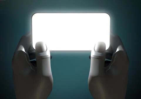 Hands and illuminated generic smart phone Illustrazione stock