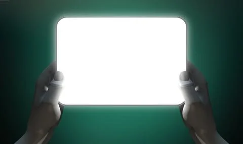 Hands and illuminated generic tablet Stock Illustration