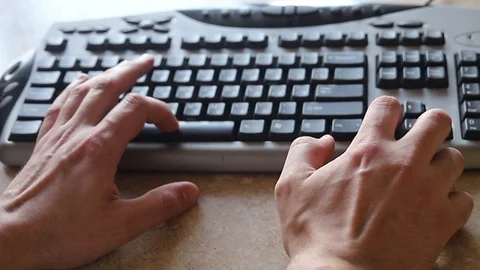 Hands and keyboard Stock Footage 123638157
