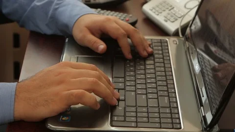 Hands and laptop Stock Footage 100899825
