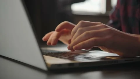 Hands and laptop. Programming, information analysis. Stock Footage 162755592