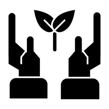 Hands and leaf solid icon. Hands wih leaves vector illustration isolated on Stockillustratie