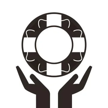 Hands and life preserver icon Stock Illustration