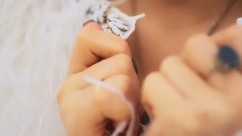 Hands and the lower part of the face of an attractive girl Stock Footage 86128232