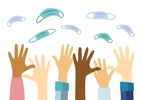 Hands and mask up Hands throwing up Stock Illustration