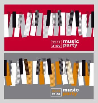 Hands and piano keys vector illustration. modern concept jazz concert poster Illustrazione stock