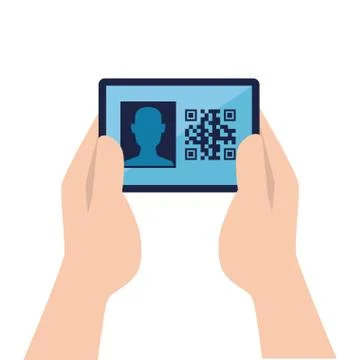 Hands and qr code inside smartphone vector design Stock Illustration