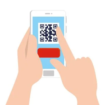 Hands and qr code inside smartphone vector design Stock-Illustration